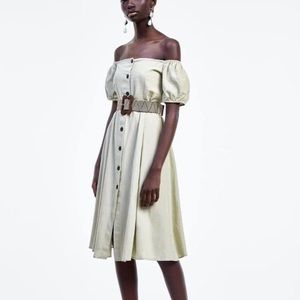 LINEN BLEND BUTTON DRESS ZARA